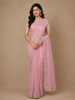 Pink Floral Sequin Embroidered Organza Designer Saree