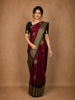 Purple Peacock Butta Woven Kanchipuram Silk Saree With Green Zari Border