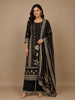 Black Floral Printed Synthetic Salwar Suit With Dupatta