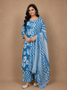 Light Blue Floral Printed Cotton Salwar Suit With Dupatta