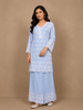 Blue Floral Embroidery Cotton Salwar Suit