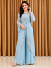Light Blue Palazzo Salwar Suit for Women with Embroidered Long Overcoat and Waist Belt