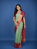 Mint Green Floral Design Zari Woven Silk Saree
