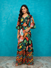 Black Straight Cut Salwar Suit Adorned with Floral Prints along with Multicolor Pant