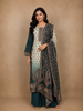 Teal Green And Cream Floral Printed Cotton Salwar Suit with Dupatta