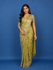 Moss Green Floral Design Tussar Silk Saree