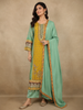 Light Green Floral Printed Synthetic Salwar Suit
