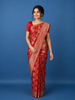 Radiant Red Floral Design Banarasi Silk Saree