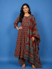Maroon Floral Printed Cotton Salwar Suit