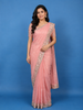 Pastel Pink Floral Embroidered Synthetic Saree