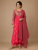 Pink Floral And Paisley Prints Cotton Straight Cut Salwar Suit