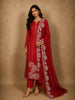 Dark Pink Floral Thread Embroidered Design Cotton Unstitched Salwar Material with Dupatta