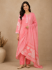 Coral Pink Floral Design Printed Cotton Salwar Suit
