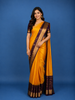 Mustard Yellow Solid Design Gold Zari Woven Soft Silk Saree