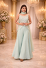 Blue Sequin and Bead Embroidered Organza Peplum Palazzo Suit with Dupatta