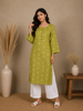 Olive Green Printed Cotton Kurti