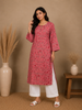 Rose Pink Floral Printed Cotton Kurti