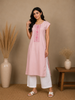 Light Pink Floral Designed Cotton Kurti