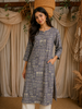 Grey Floral Printed Cotton Rayon Kurti