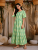 Light Green Ikat Printed Design Cotton Kurti