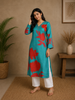 Blue Sequins Design Printed Cotton Kurti