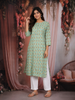 Sea Green Geometric Printed Design Cotton Kurti