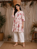 White Abstract Floral Printed Design Cotton Kurti