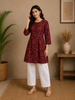 Maroon Floral Printed Cotton Rayon Kurti