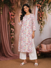 Beige Abstract Printed Cotton Rayon Kurti