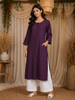 Dark Purple Striped Design Cotton Kurti