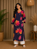 Navy Blue Floral Printed Cotton Kurti