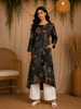 Black Floral Printed Design Cotton Kurti