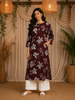 Burgundy Floral Printed Cotton Kurti