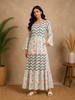 Off White Floral Printed Cotton Kurti
