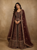 Burgundy Heavy Sequins and Mirror Embroidered Design Net Mastani Lehenga With Long Jacket