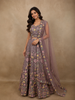Light Purple Floral Thread and Mirror Embroidered Design Net Lehenga with Dupatta