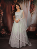 Sage Green Floral Thread and Mirror Embroidered Design Net Lehenga with Dupatta