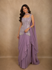 Light Purple Floral Beads Embroidered Design Georgette Skirt Top with Choker Dupatta