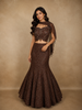Coffee Brown Heavy Sequins and Beads Embroidered Design Net Mermaid Lehenga
