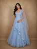 Soft Powder Blue Floral Sequins Embroidered Design Net Lehenga With Net Dupatta