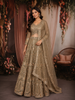 Olive Green Floral Sequins Embroidered Design Net Lehenga With Dupatta