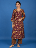 Dark Red Cotton Floral Printed Salwar Suit for Girls