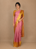 Pink Plain Woven Pure Tissue Silk Saree With Zari Border