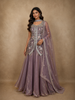 Lavender Floral Thread Embroidered Design Organza Lehenga with Dupatta