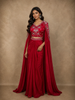 Queen Pink Floral Sequins and Beads Embroidered Design Crepe Silk Skirt Top