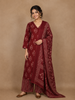 Maroon Floral Printed Cotton Salwar Suit with Dupatta
