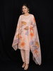 Orange Straight Cut Salwar Suit for Women Adorned with Glitter and Flower Design with Dupatta