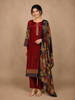 Maroon Floral Printed Synthetic Salwar Suit