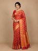 Red Pure Kanchipuram Bridal Silk Saree with Floral Motif on the body and Zari Border