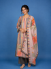 Multicolor Striped & Floral Embellished Salwar Suit Set with Dupatta